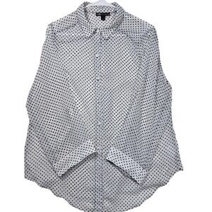 I.N. Studio Button Down Shirt Large Polka Dot Long Sleeve White Black